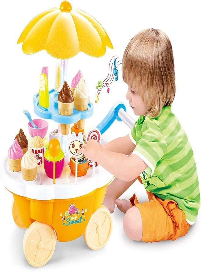 FOROLY Role Play Candy Set Smile Ice Cream and Sweet Shopping Play Toy Set with Light and Sound Effect for Kids (30 Pieces Set) (Yellow) - Image 1